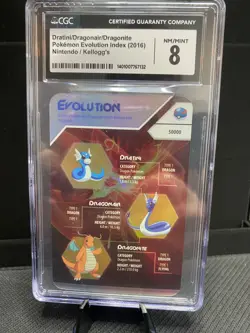 2016 Nintendo Kellogg's Pokemon Evolution Index Dratini/Dragonair/Dragonite CGC8 - Image 1