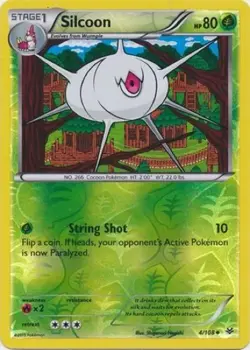 Silcoon 4/108 Reverse Holo Roaring Skies Pokemon Card NM - Image 1