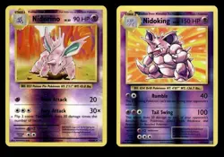 Nidorino 44/108 & Nidoking 45/108 Reverse Holo Xy Evolutions Pokemon Card - Image 1