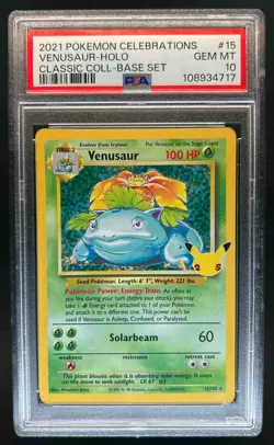 2021 Pokemon SWSH Celebrations Venusaur Classic Collection #15/102 PSA 10 - Image 1