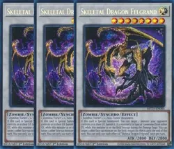 Yugioh - Skeletal Dragon Felgrand x 3 - 1st Prismatic Secret Rare NM - Free Holo - Image 1