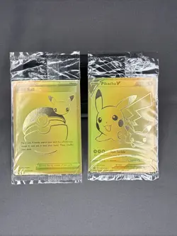 Pokemon Pikachu v Card Japanese 001/015 25th Anniversary Golden Box And Pokeball - Image 1