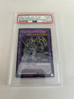 Fossil Dragon Skullgios 1st Edition EN009 PSA 9 Yugioh GX anime Deck Card - Image 1