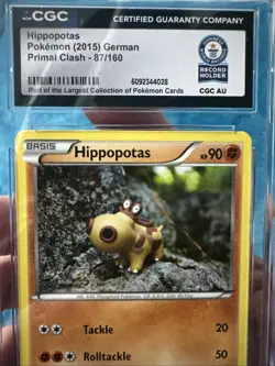 Hippopotas Pokemon 2015 German Primal Clash 87/160 Guinness World Record Holder - Image 2