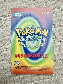 Topps MINT Wartortle 8 of 12 DIE-CUT First Print BLUE LOGO Pokemon Card 139! - Image 2
