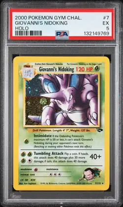 2000 POKEMON GYM CHALLENGE HOLO #7 GIOVANNI'S NIDOKING PSA 5 - Image 1