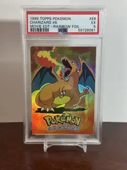 1999 Topps Pokemon the Movie Edition Rainbow Foil #E6 Charizard #6 PSA 5 - Image 1