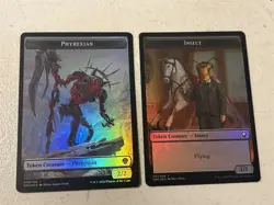 2 x mtg foil token Phyrexian // Insect, 008//007, Dominaria United, unplayed - Image 1