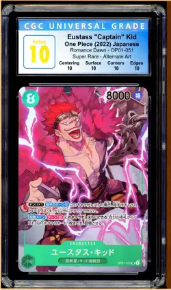 2022 Japanese One Piece Romance Dawn Eustass Kid OP01-051 Alt Art CGC 10 PERFECT - Image 1