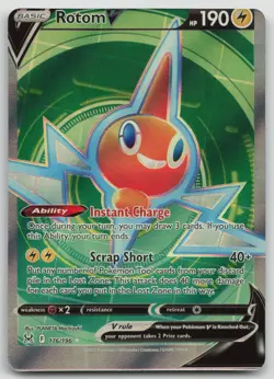 Rotom V 176/196 NM - Full Art Rare - Lost Origins Miscut Error Card - Image 1