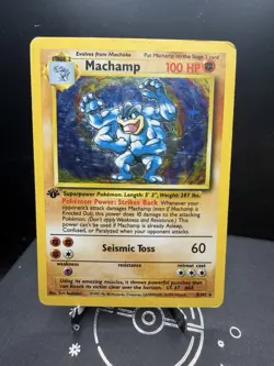 Pokemon TCG WOTC Base Set 1st Edition Machamp 8/102 Holo Rare HP/DMG - Image 1