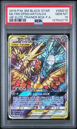 2019 POKEMON SM BLACK STAR PROMO FULL ART/MOLTRES & ZAPDOS & ARTICUNO GX PSA 10 - Image 1