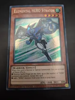 YUGIOH ELEMENTAL HERO STRATOS SECRET RARE NM BLC1-EN003 - Image 1