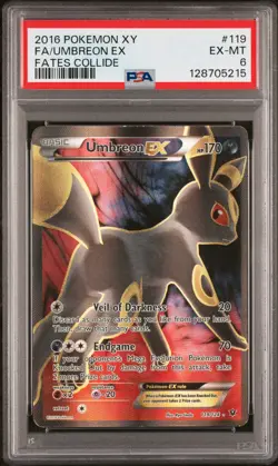 PSA 6 2016 Pokemon XY Fates Collide Full Art Umbreon EX 119/124 Holo Foil Rare - Image 1