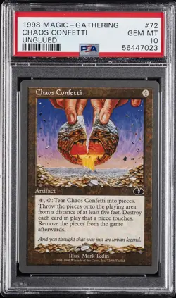 1998 MTG UNGLUED #72 CHAOS CONFETTI PSA 10 - Image 1