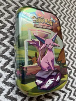 Pokemon Scarlet & Violet Prismatic Evolutions Mini Tin Espeon New Sealed💥 - Image 2