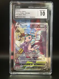 2021 Pokemon Mew V 251/264 Fusion Strike Holo Ultra Rare CGC 10 GEM MINT - Image 1