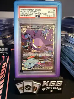 2025 POKEMON DRI EN-DESTINED RIVALS #234 TEAM ROCKET'S CROBAT EX PSA 10 - Image 1