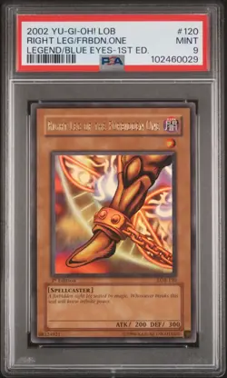 Yu-Gi-Oh! Right Leg of the Forbidden One LOB-120 1st Edition PSA 9 Mint - Image 1