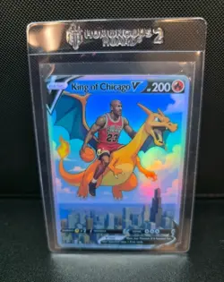 PokeTeamLegends Pokemon Card Holo (FanArt) PTL519 MJ'S CHARIZARD GOAT JORDAN - Image 1