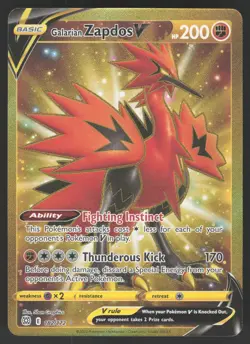 Galarian Zapdos V 182/172 Secret Rare Pokemon TCG Brilliant Stars - Image 1