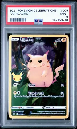 2021 Pokemon Celebrations Pikachu Full Art Holo PSA 9 Mint 005/025 - Image 1
