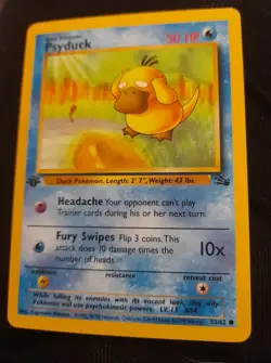 Psyduck 1st Edition Pokemon Card 53/62 Fossil Set 1999 Condition - Image 1