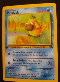 Psyduck 1st Edition Pokemon Card 53/62 Fossil Set 1999 Condition - Image 2