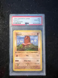 1999 Pokemon Base Set Shadowless 1st Edition Diglett #47 PSA 10 English GEM MINT - Image 1