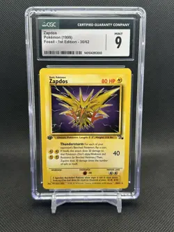 1999 Pokemon Fossil Zapdos 1st Edition #30 CGC 9 - Image 1