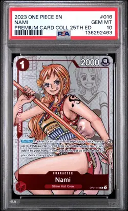 2023 ONE PIECE PREM BANDAI PREM CARD COLL 25TH ED #016 NAMI PSA 10 - Image 1
