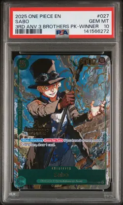 2025 ONE PIECE 3RD ANV TOURNAMENT 3 BROTHERS PACK WINNER #027 SABO PSA 10 - Image 1