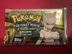 Topps Pokemon THE FIRST MOVIE Booster Pack 9 Cards Foil Black Logo New & Sealed - Image 1