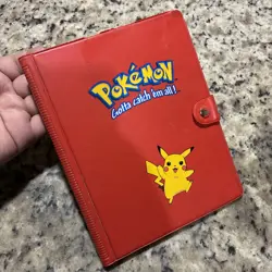 Vintage 1999 Pikachu Official Pokemon TCG Card Binder Book Red 4 Pocket 120 Slot - Image 1