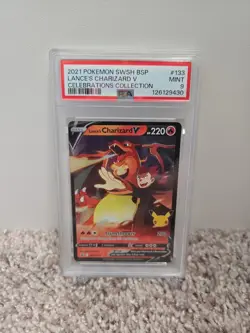 PSA 9 Lance's Charizard V SWSH BSP #133 Celebrations Collection Promo Card Holo - Image 1