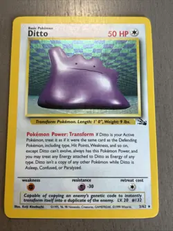 Pokemon TCG Ditto 3/62 Fossil Holo Rare Unlimited Trading Card LP Condition - Image 1