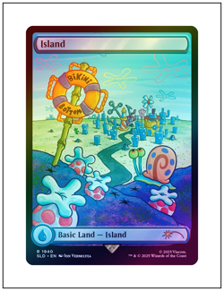1x Island, Full Art Foil - 1940, Spongebob Squarepants Secret Lair Drop, MTG NM - Image 1