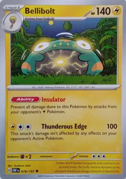 BELLIBOLT - UNCOMMON - OBSIDIAN FLAMES - POKEMON CARD - 078/197 - Image 1
