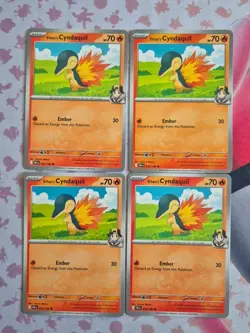 Pokemon Card Ethan’s Cyndaquil - 032/182 ×4 - Destined Rivals - Playset - Image 1