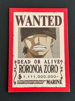 2024 Panini One Piece Treasure Box Set Roronoa Zoro Wanted Poster Base #52 - Image 1