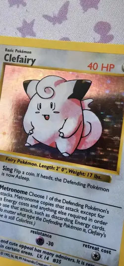 Pokemon TCG Clefairy Base Set Holo Card 5/102 Shadowless Rare - Image 4
