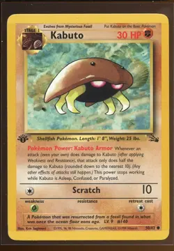 Kabuto Common 50/62 Ex/NM 1st Edition Fossil Pokemon - Image 3