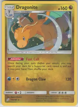 Pokemon TCG Dragonite Holo Rare SM - Team Up 119/181 - Image 1
