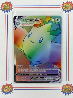 Togekiss VMAX Secret Rare Rainbow Holo Pokemon TCG 191/185 Vivid Voltage - Image 1