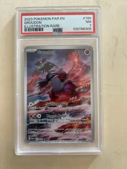 2023 Pokemon PAR EN GROUDON 199/182 Illustration Rare Psa 7 - Image 1