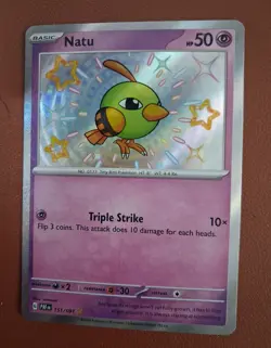 Pokemon TCG Natu 151/091 Shiny Holo Rare - Paldean Fates NM/M - Pack Fresh - Image 1