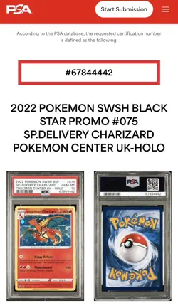 2022 POKEMON SWSH BLACK STAR PROMO #075 SPECIAL DELIVERY CHARIZARD-HOLO PSA 10 - Image 3