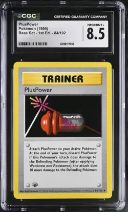 CGC 8.5 PlusPower 1999 Base Set 1st Edition Shadowless 84/102 Pokemon Card - Image 1
