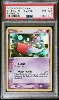 Pokemon Card Chimecho 12/106 Reverse Holo EX Emerald 2005 PSA 8 NM-MT - Image 1