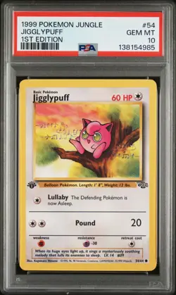 1999 Pokemon Jungle 1st Edition Jigglypuff 54 FRESHLY GRADED PSA 10 GEM MINT - Image 1